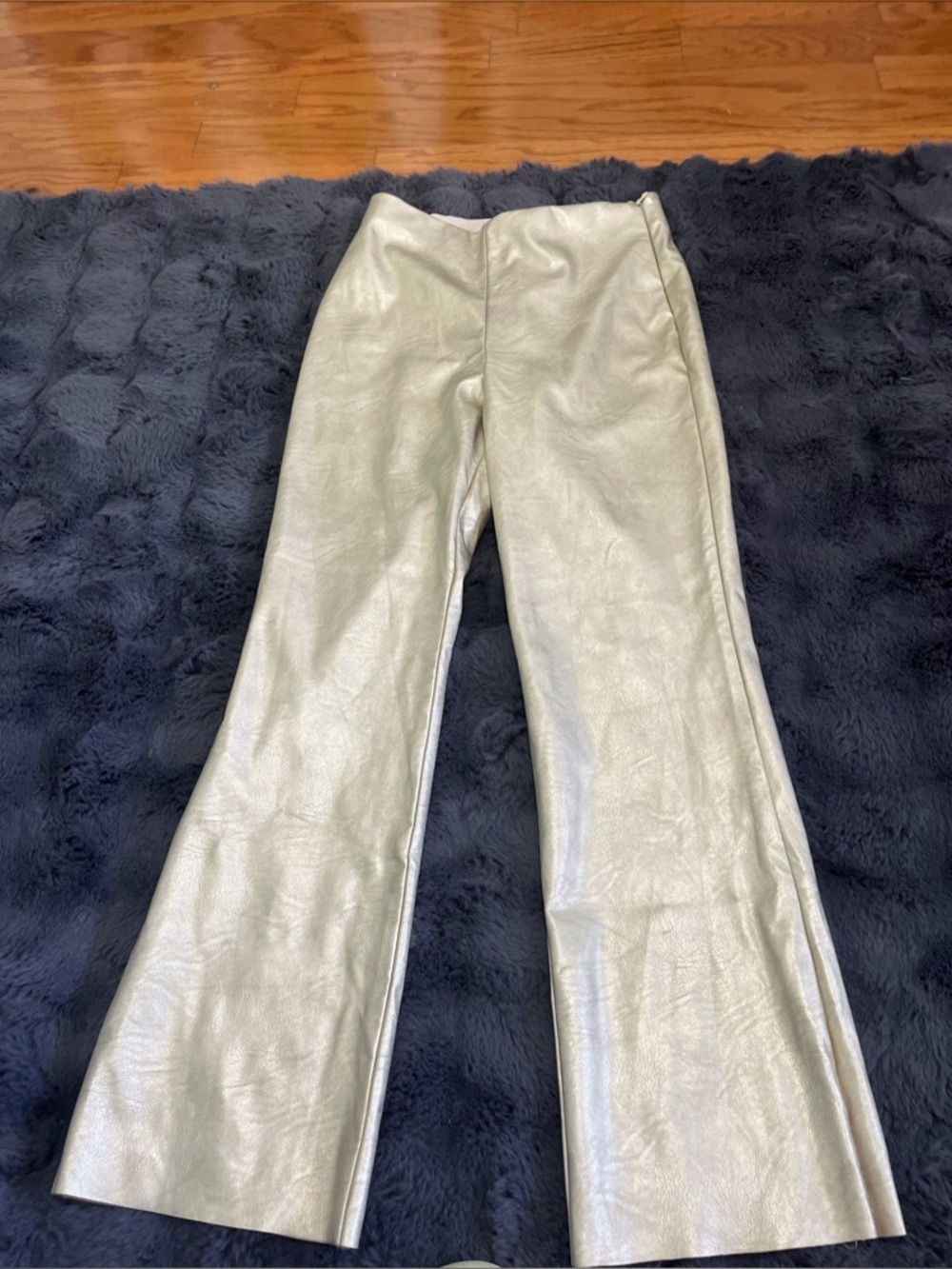 Vince Camuto Metallic Cream Bootcut Flare Pants Size 2 Side zipper - Picture 12 of 12